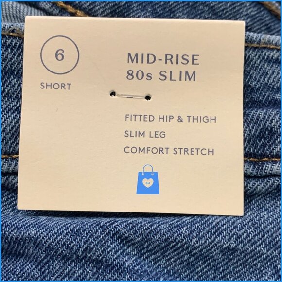 6 Short - Womens Mid-Rise 80s Slim Fit Jeans - Universal Thread - Blue - Picture 6 of 11